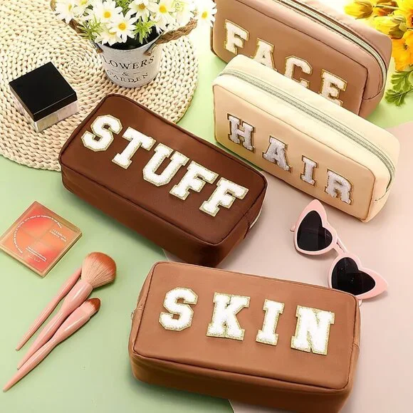 4 Pcs Nylon Makeup Bags Set Women Travel Toiletry Organizer Zipper - Picture 3 of 7